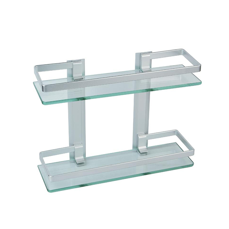 Bathroom Shelf 2-Tier Zinc Alloy Brushed Nickel