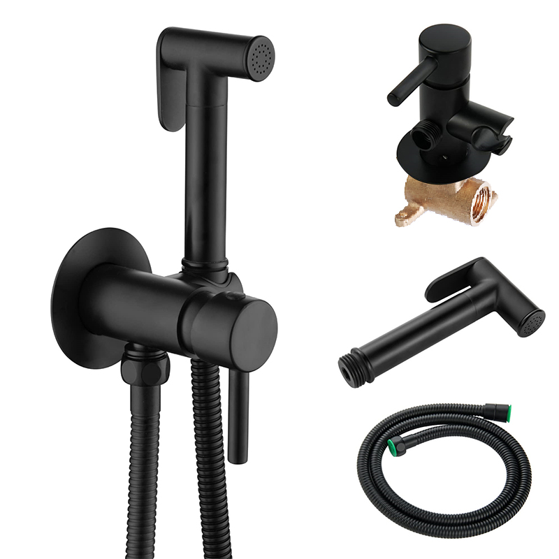 Bidet Sprayer with Angle Valve Matte Black
