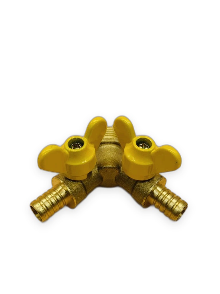 Brass Two-Way Gas Ball Valve with Butterfly Handles