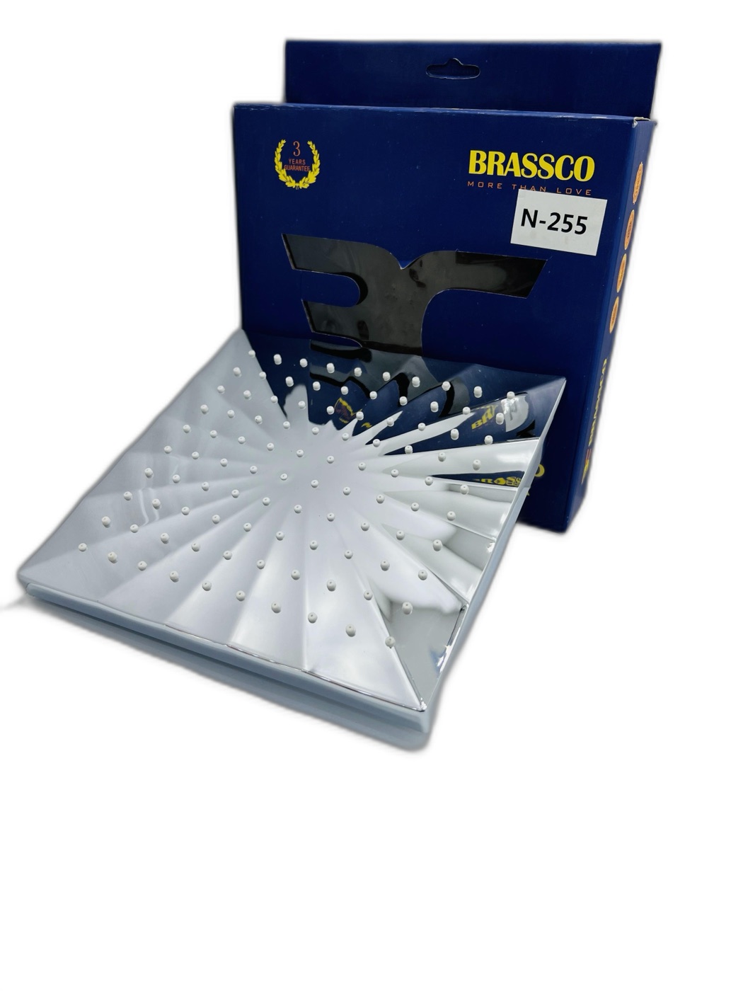 Brassco Square Chrome Fan-Pattern Rainfall Shower Head