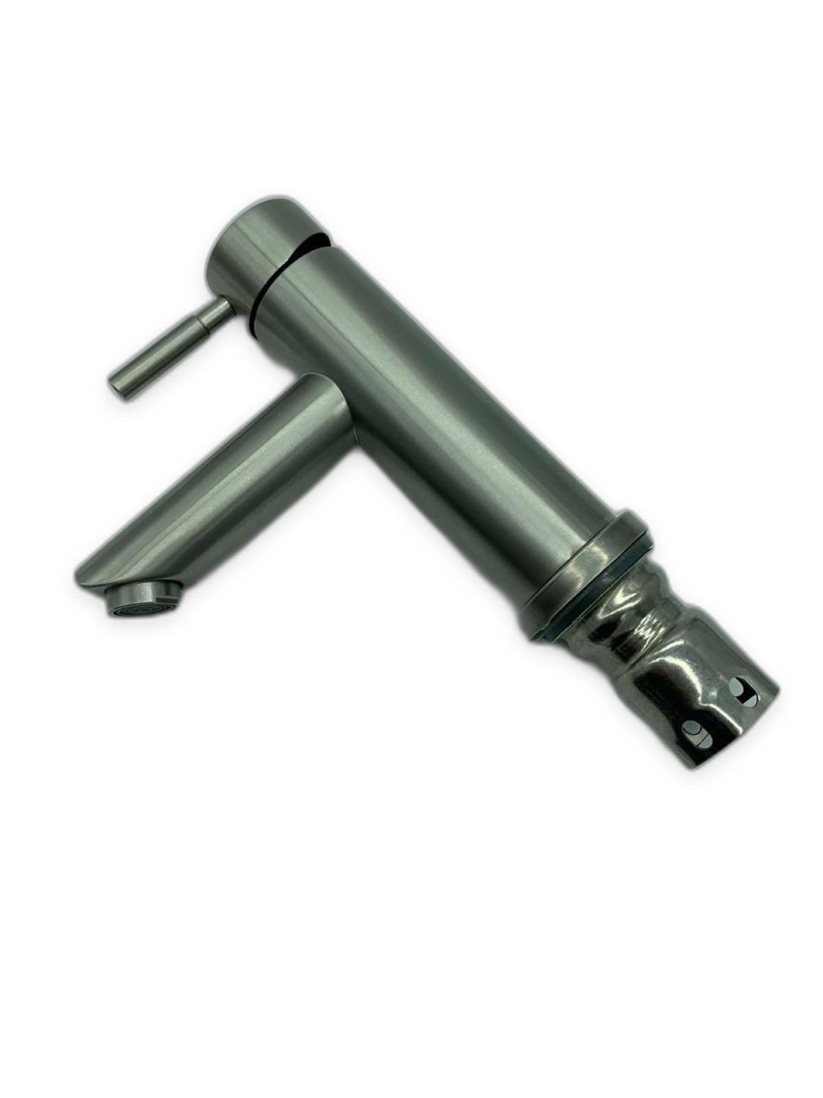 Brushed Stainless Steel Single Lever Basin Faucet Compact