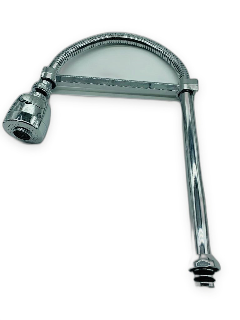 Chrome Flexible Kitchen Faucet Spout with Spray Head and Support Bar