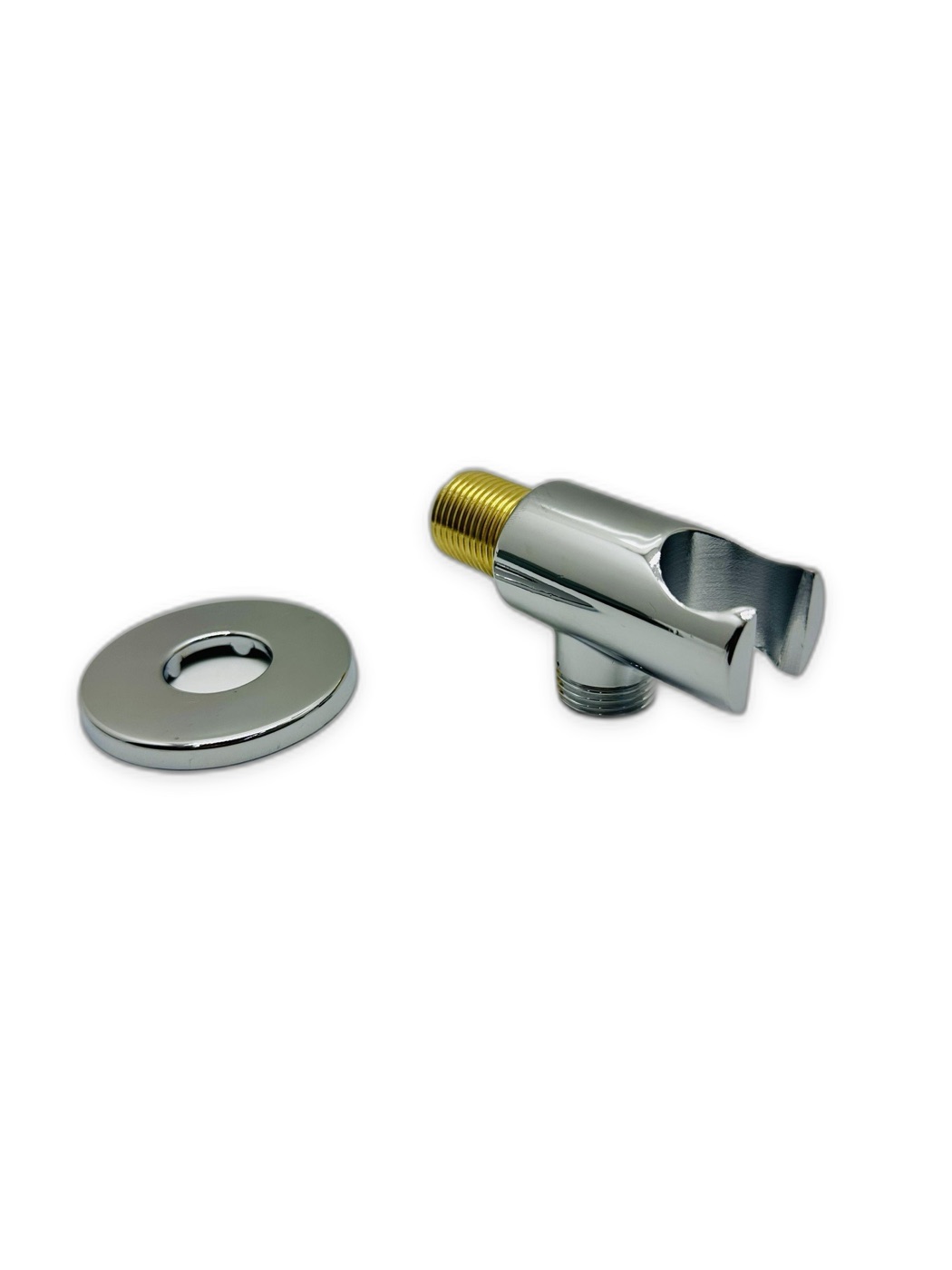 Chrome Shower Wall Outlet Elbow with Handheld Holder and Flange