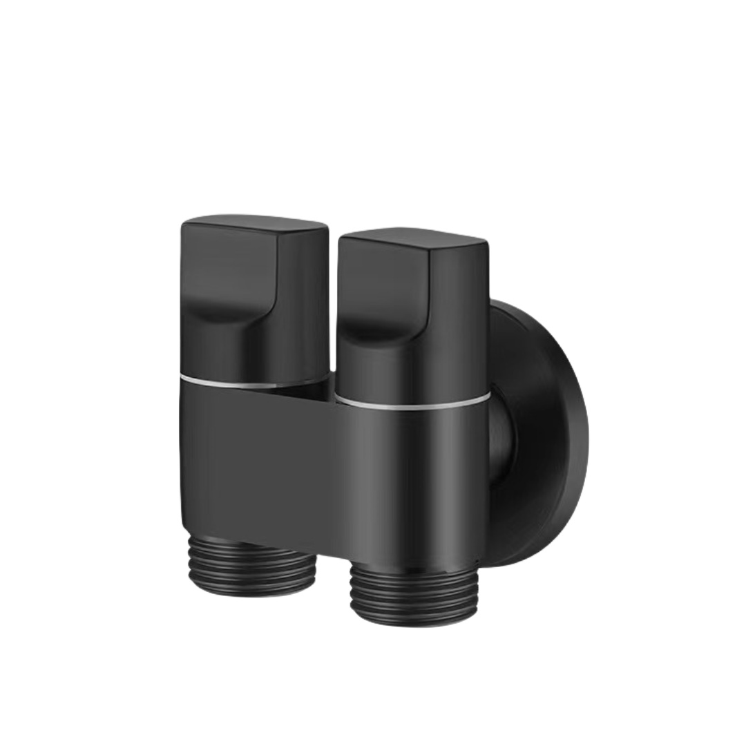 Double Outlet Angle Valve Stainless Steel 304 Matte Black
