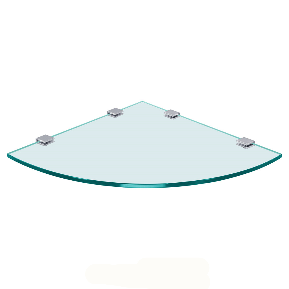 Glass Corner Shelf Zinc Alloy Brushed Nickel