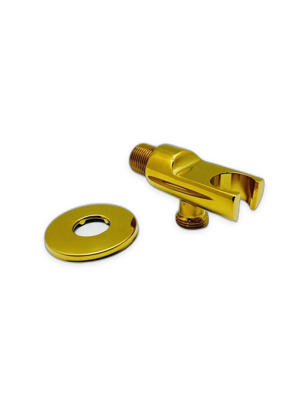 Gold Shower Wall Outlet Elbow with Handheld Holder and Flange