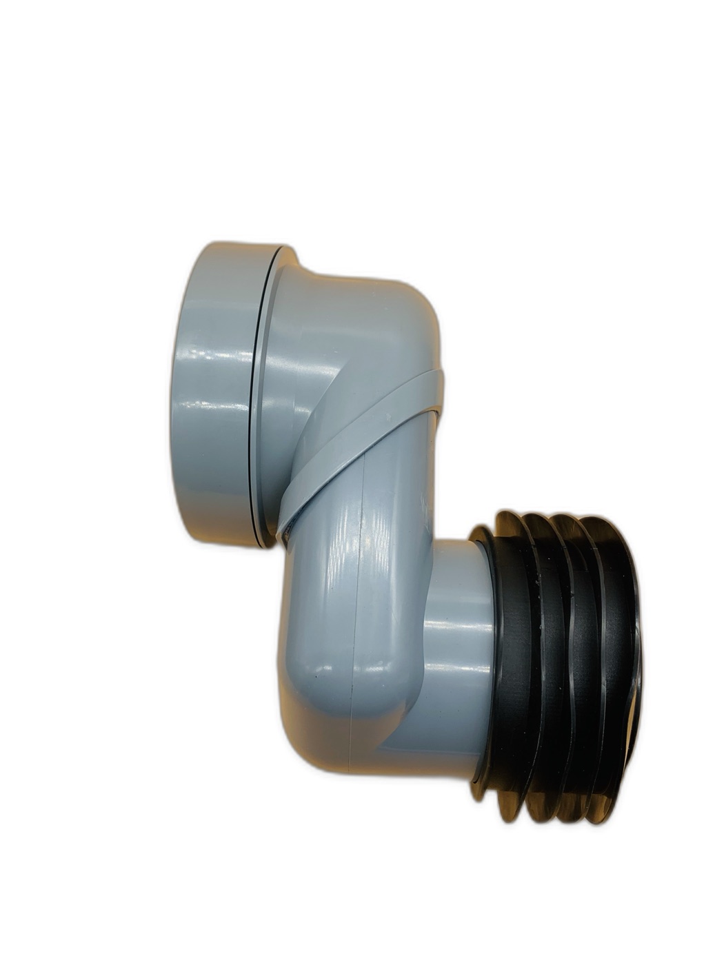 Grey PVC Offset Toilet Pan Connector with Rubber Seal