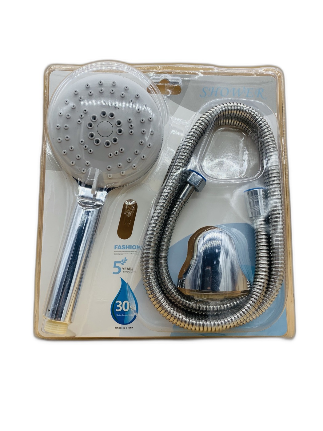 Handheld Shower Set 3-Piece with Chrome Head Hose and Bracket
