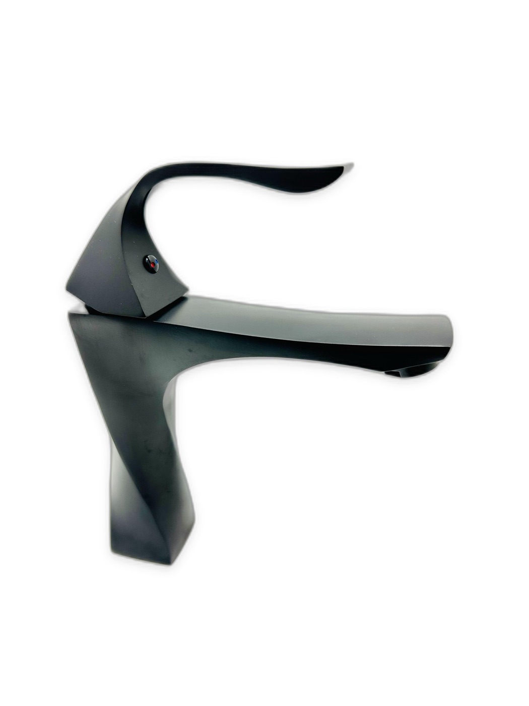 Matte Black Basin Faucet with Curved Handle