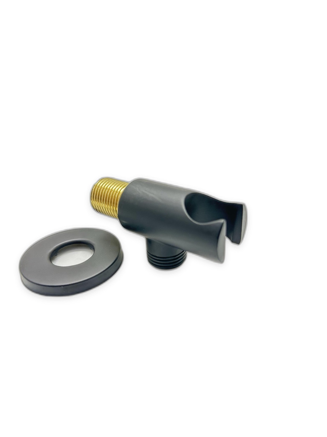 Matte Black Shower Wall Outlet Elbow with Handheld Holder and Flange