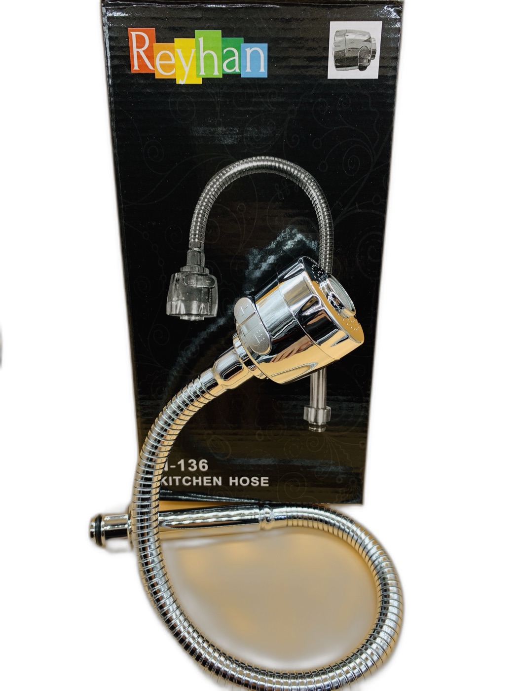 Chrome Flexible Kitchen Faucet Hose with Two-Mode Sprayer Head