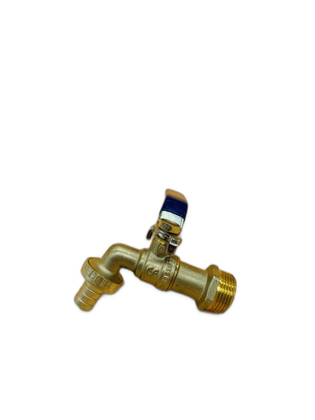 Nickel-Plated Ball Bibcock 1/2" with Blue Lever and Hose Union