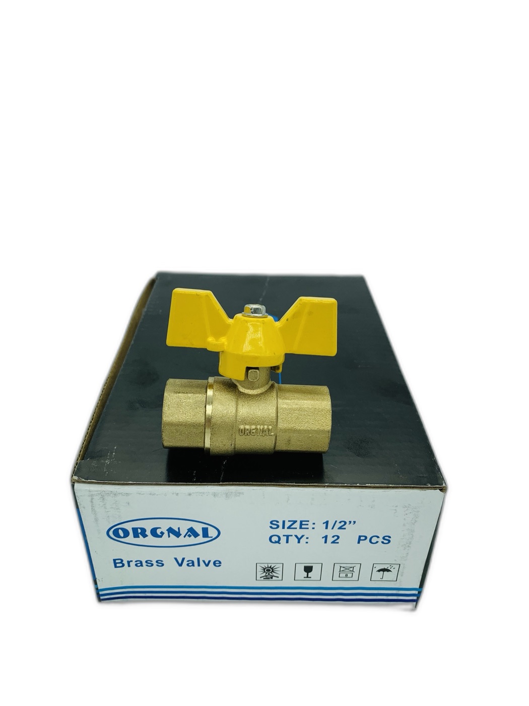 Orgnal 1/2" Brass Ball Valve with Yellow Butterfly Handle