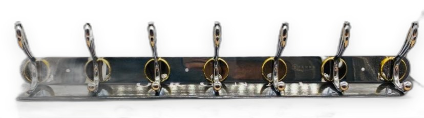 ORGNAL Chrome 7-Hook Rail Stainless Plate Gold Accents