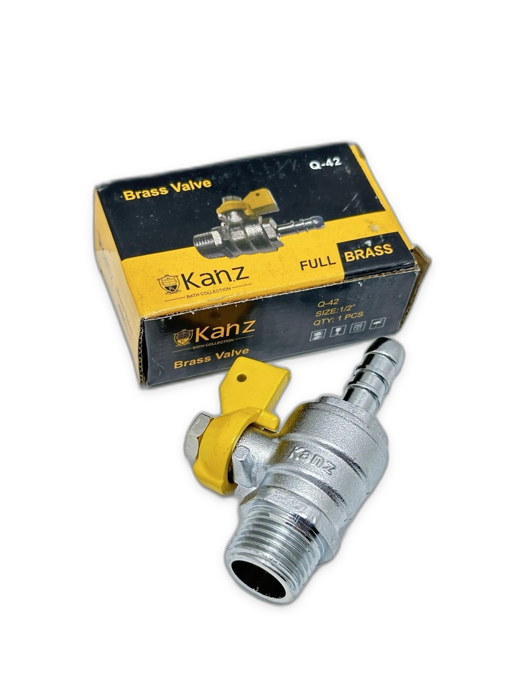 Brass Gas Ball Valve with Hose Barb 1/2"