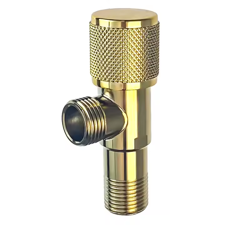 Double Outlet Angle Valve Zinc Alloy Gold