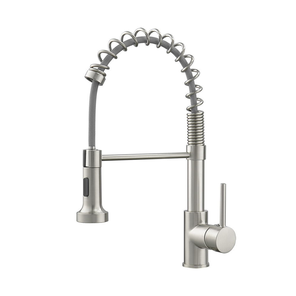 Spring Kitchen Faucet Zinc Alloy Brushed Nickel
