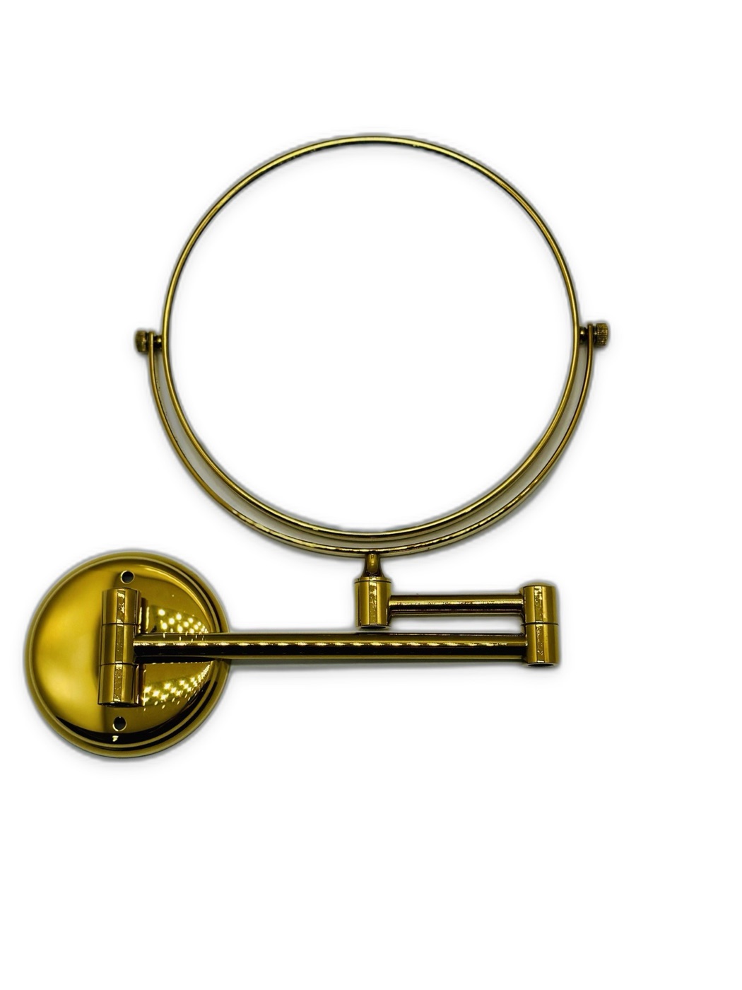Wall-Mounted Double-Sided Swing Arm Magnifying Makeup Mirror, Gold