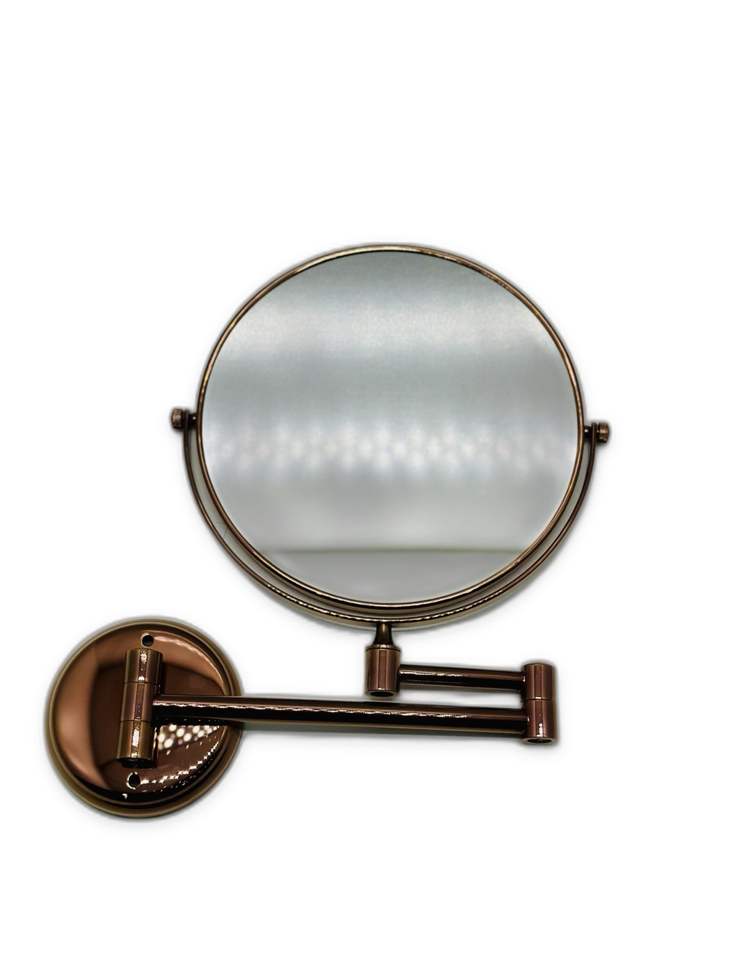 Wall-Mounted Double-Sided Swing Arm Magnifying Makeup Mirror, Rose Gold