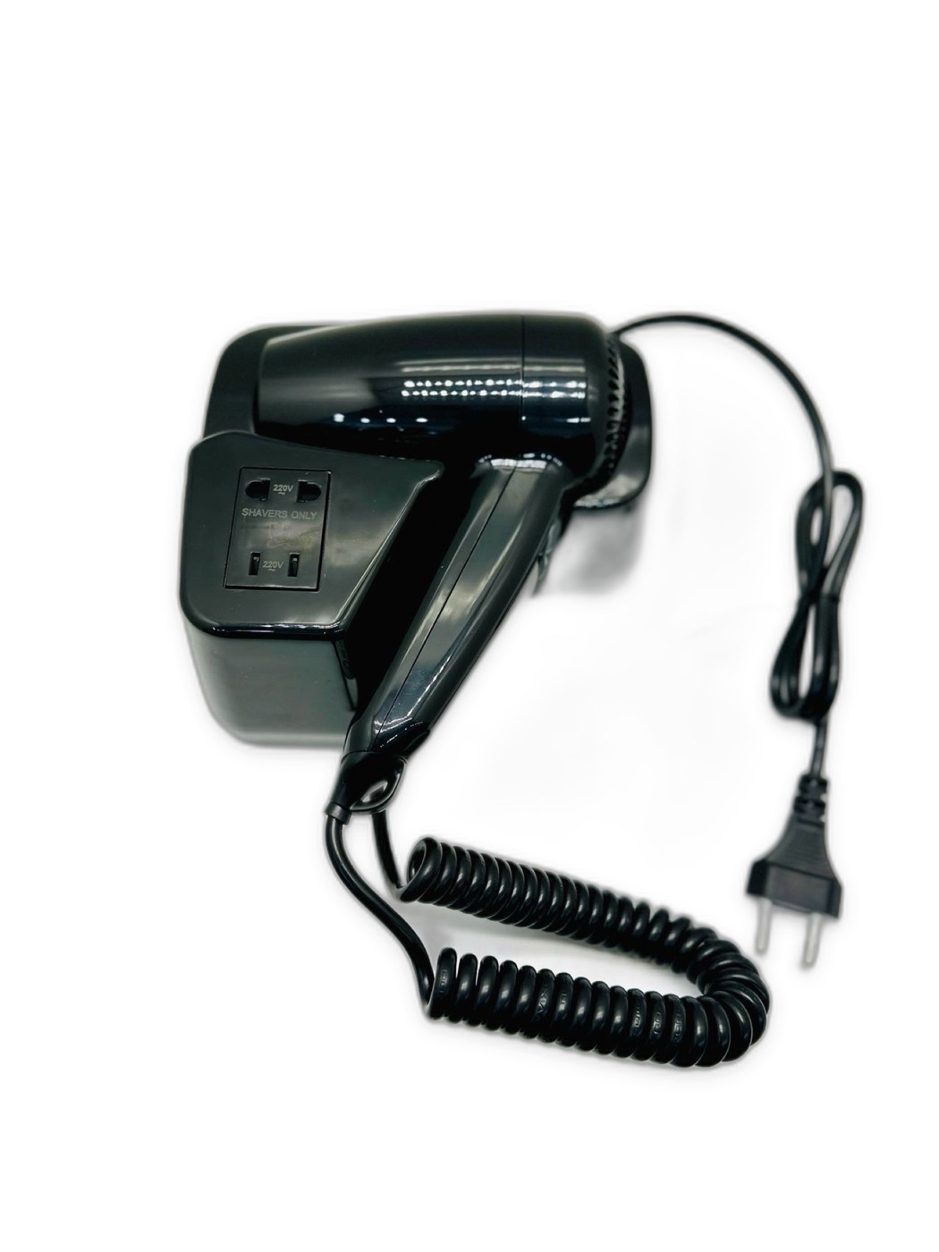 酒店挂墙式电吹风带剃须刀插座，黑色