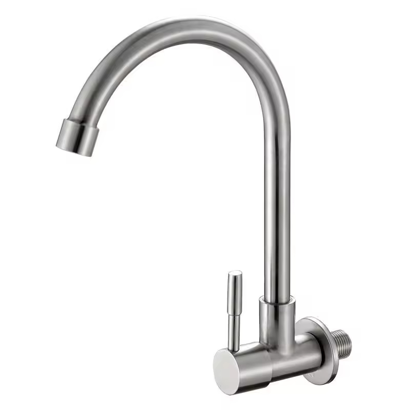 Wall-Mounted Kitchen Faucet Brass Brushed Nickel