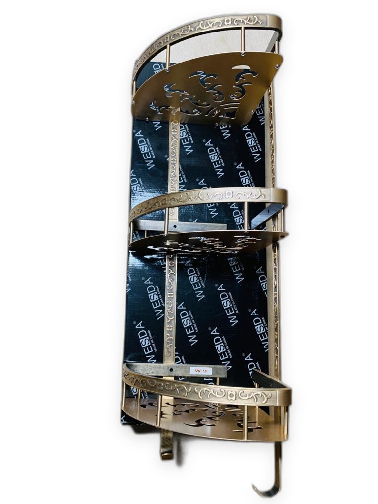 WESDA 3-Tier Corner Shelf Antique Bronze Embossed