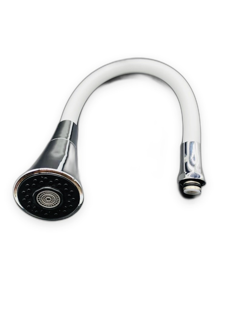 White Silicone Flexible Kitchen Faucet Spout with Black Spray Head