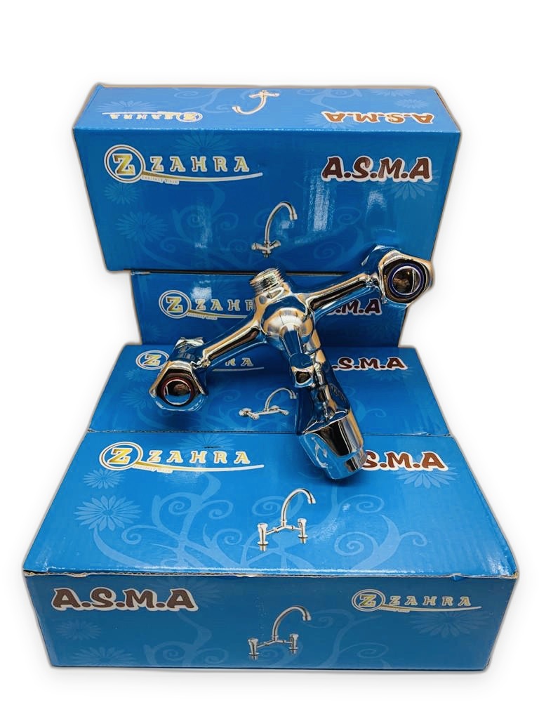 Zahra A.S.M.A Chrome Wall-Mount Mixer Body Blue Red Index Rings