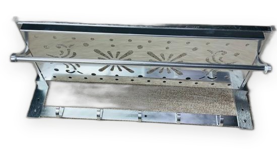 Zahra Aluminum Towel Shelf with Perforated Panel Rod and Hooks