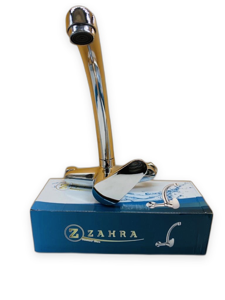 Zahra Deck-Mount Single Cold Kitchen Tap with Zinc Lever Swan Spout