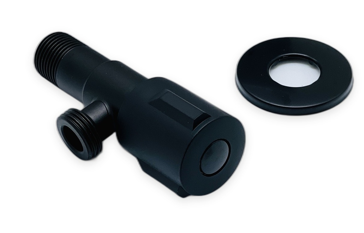 Zahra Matte Black Stainless Steel Angle Valve with Flange