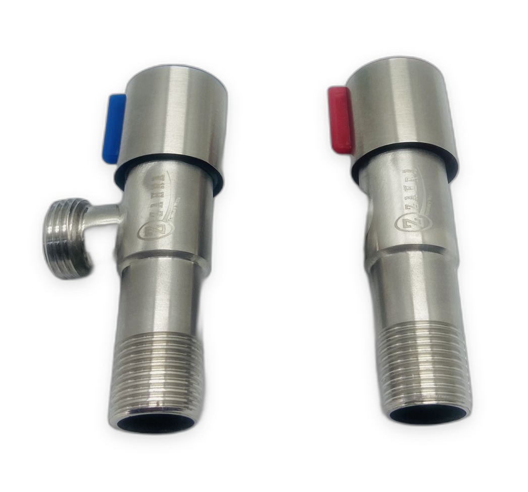 Zahra Stainless Steel Angle Valve Set, Blue/Red Handles