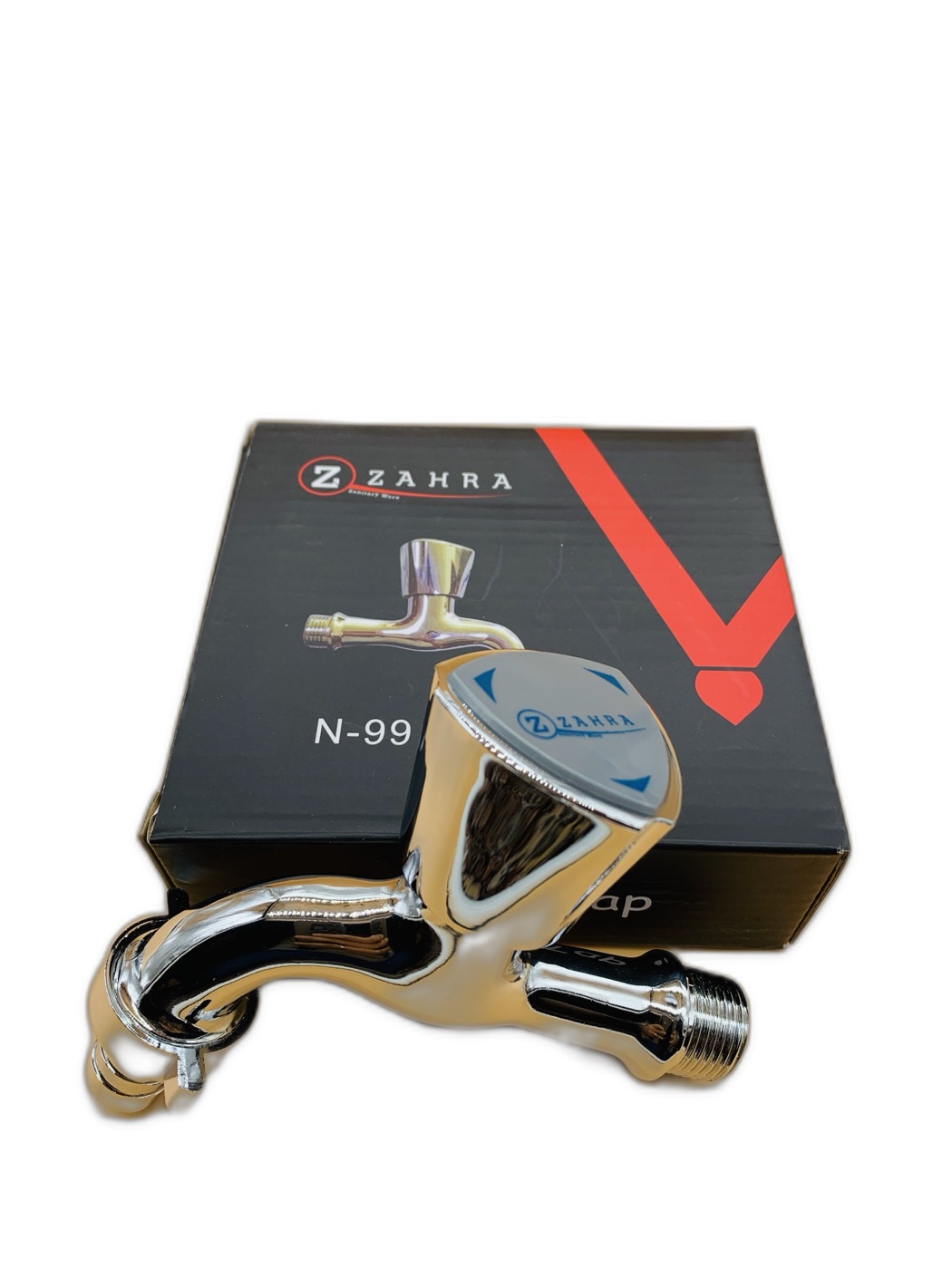 Zahra Chrome Bibcock Tap with Grey Knob