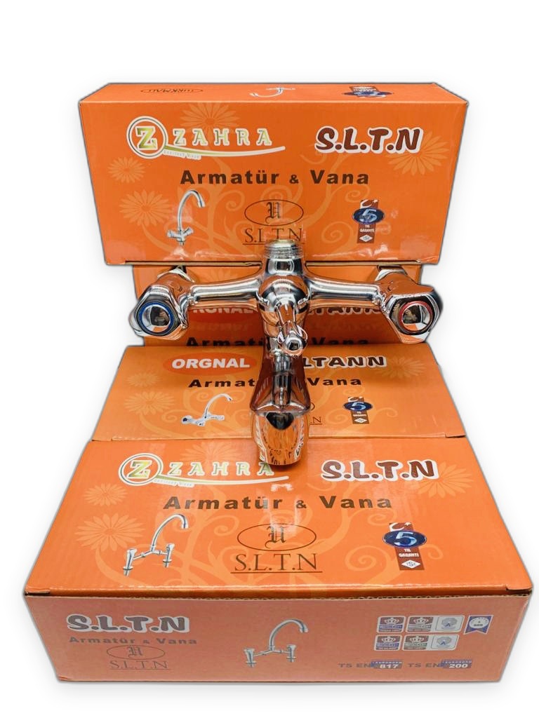 Zahra S.L.T.N Chrome Wall Bath Mixer with Diverter