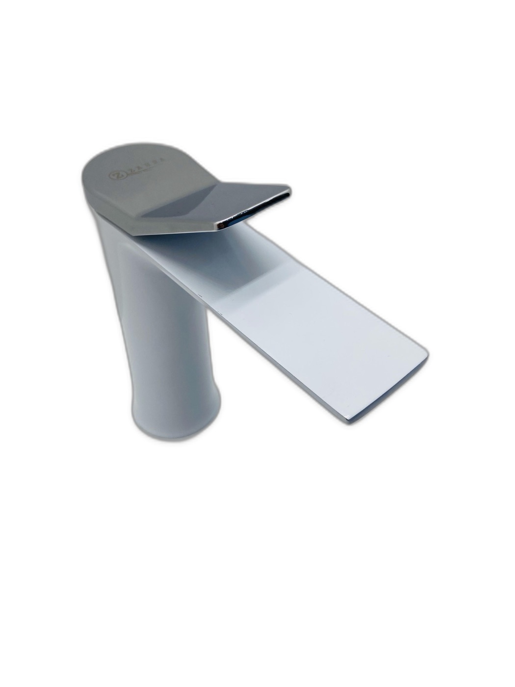 Zahra White Waterfall Basin Faucet with Chrome Handle