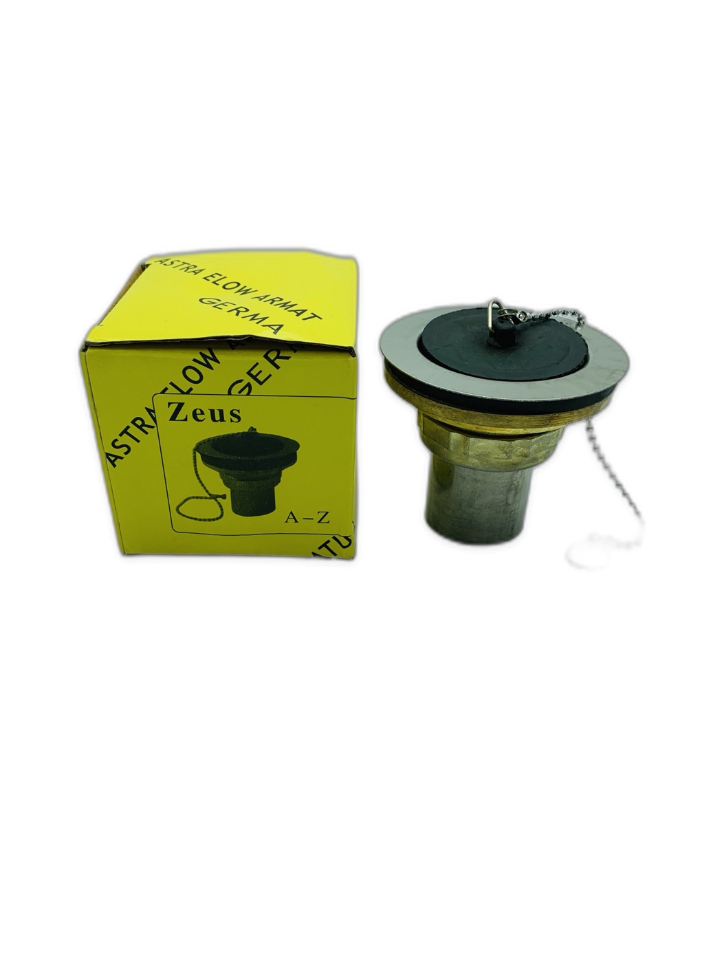 Zeus Brass Sink Waste Drain with Rubber Plug and Chain